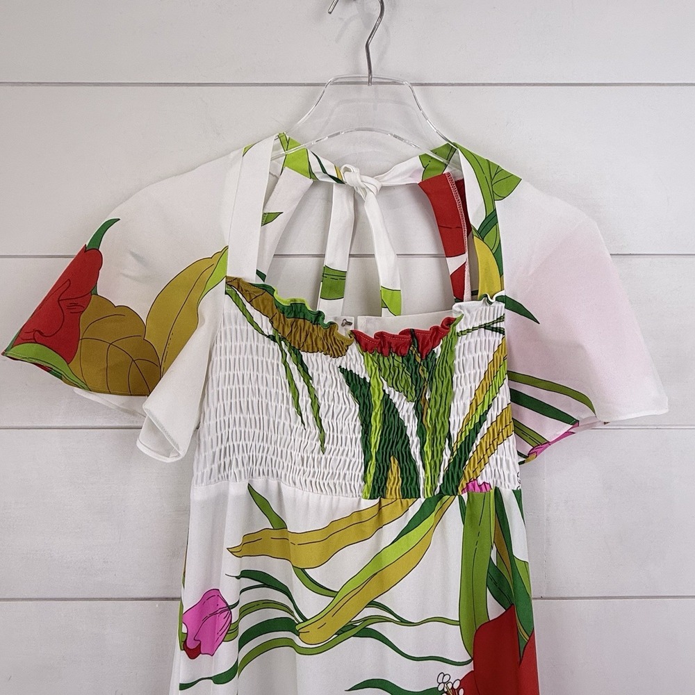 VINTAGE‎ 70s Malama Sophisticates Hawaii Maxi Dress M Hibiscus Smocked Tropical - Picture 3 of 16